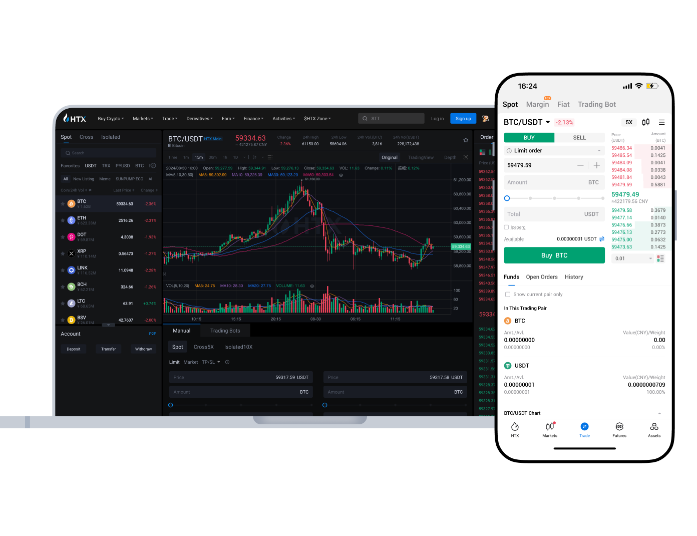 HTX火币 - 7x24小时专业客服支持 - 主视觉图片
